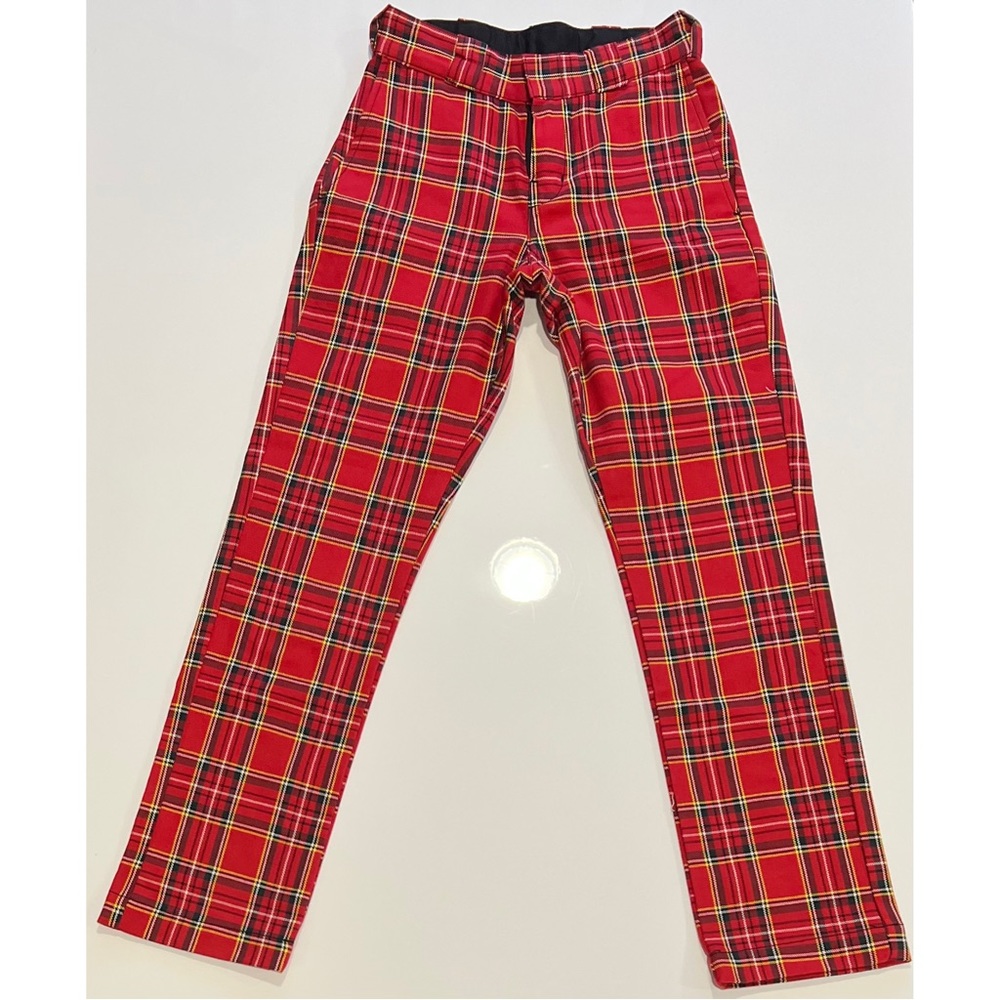 Laundry By Shelli Segal Red Plaid Straight Leg Pants